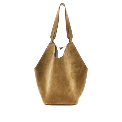 small suede leather lotus tote bag