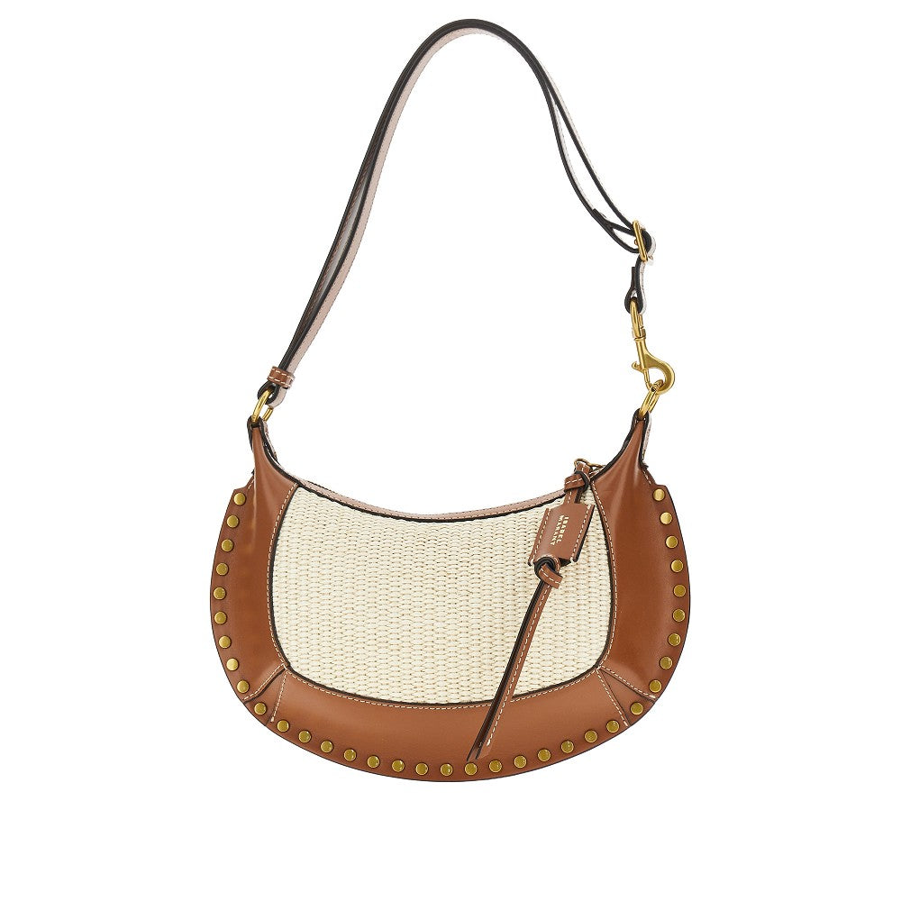 ISABEL MARANT OS raffia and leather oskan moon bag