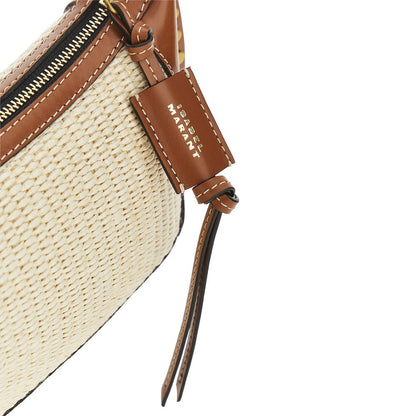 ISABEL MARANT OS raffia and leather oskan moon bag