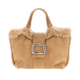 ROGER VIVIER OS mini viv choc leather shopping bag