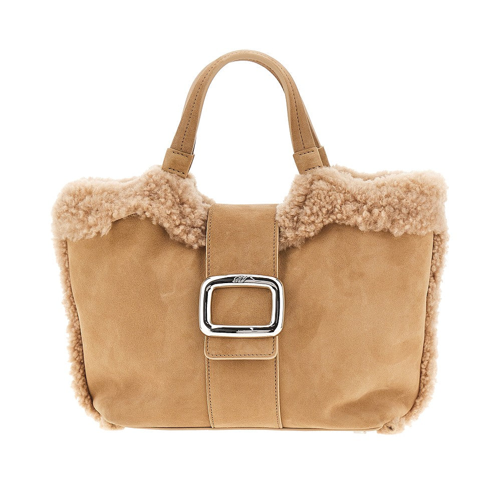 ROGER VIVIER OS mini viv choc leather shopping bag