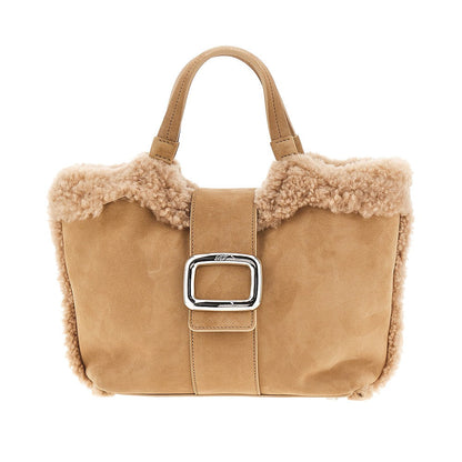 ROGER VIVIER OS mini viv choc leather shopping bag