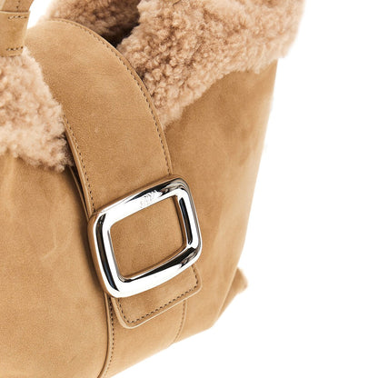 ROGER VIVIER OS mini viv choc leather shopping bag