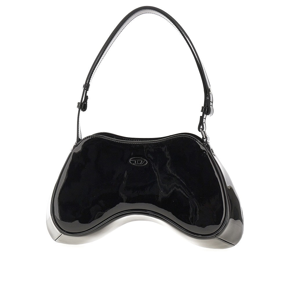 glossy faux leather play shoulder bag
