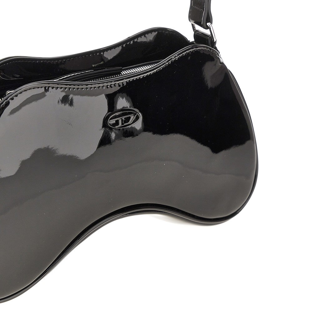 glossy faux leather play shoulder bag