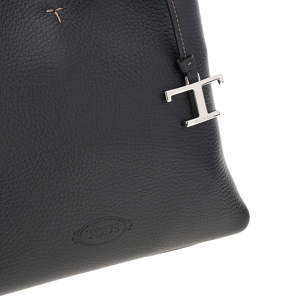 grained leather mini shopping bag