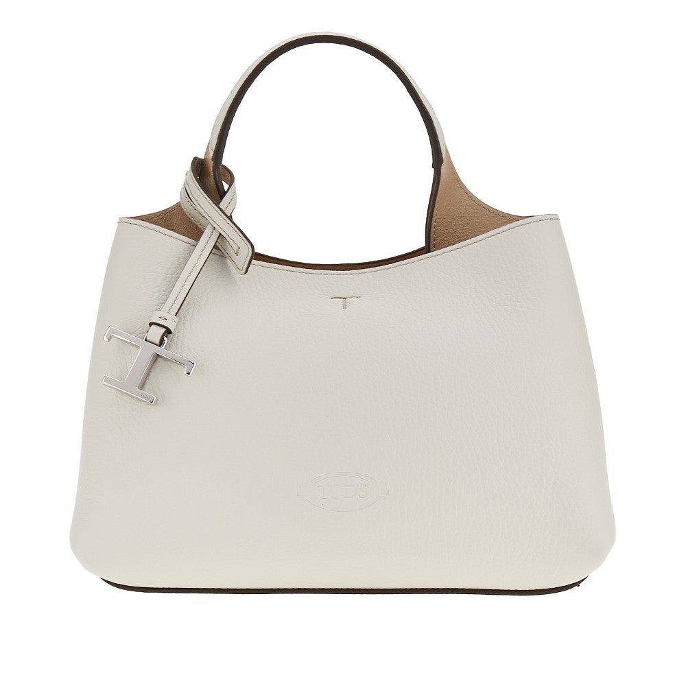 grained leather micro shopping bag