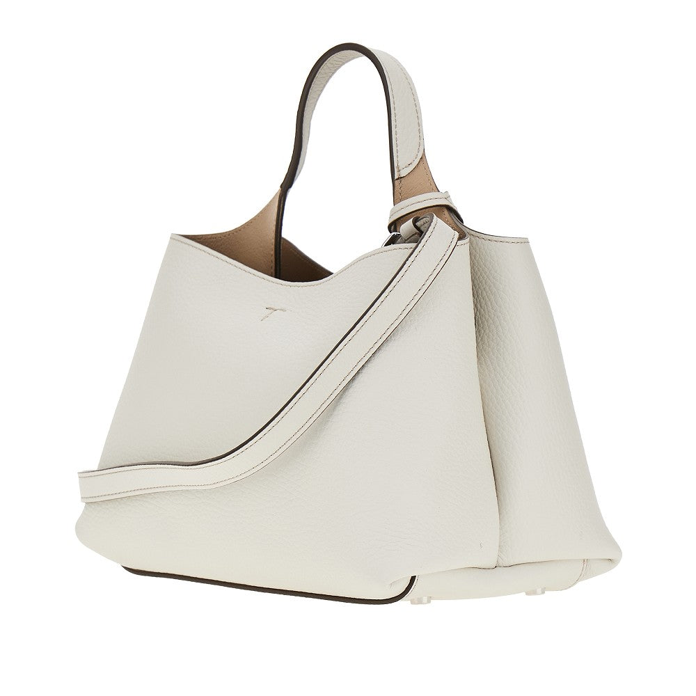grained leather micro shopping bag