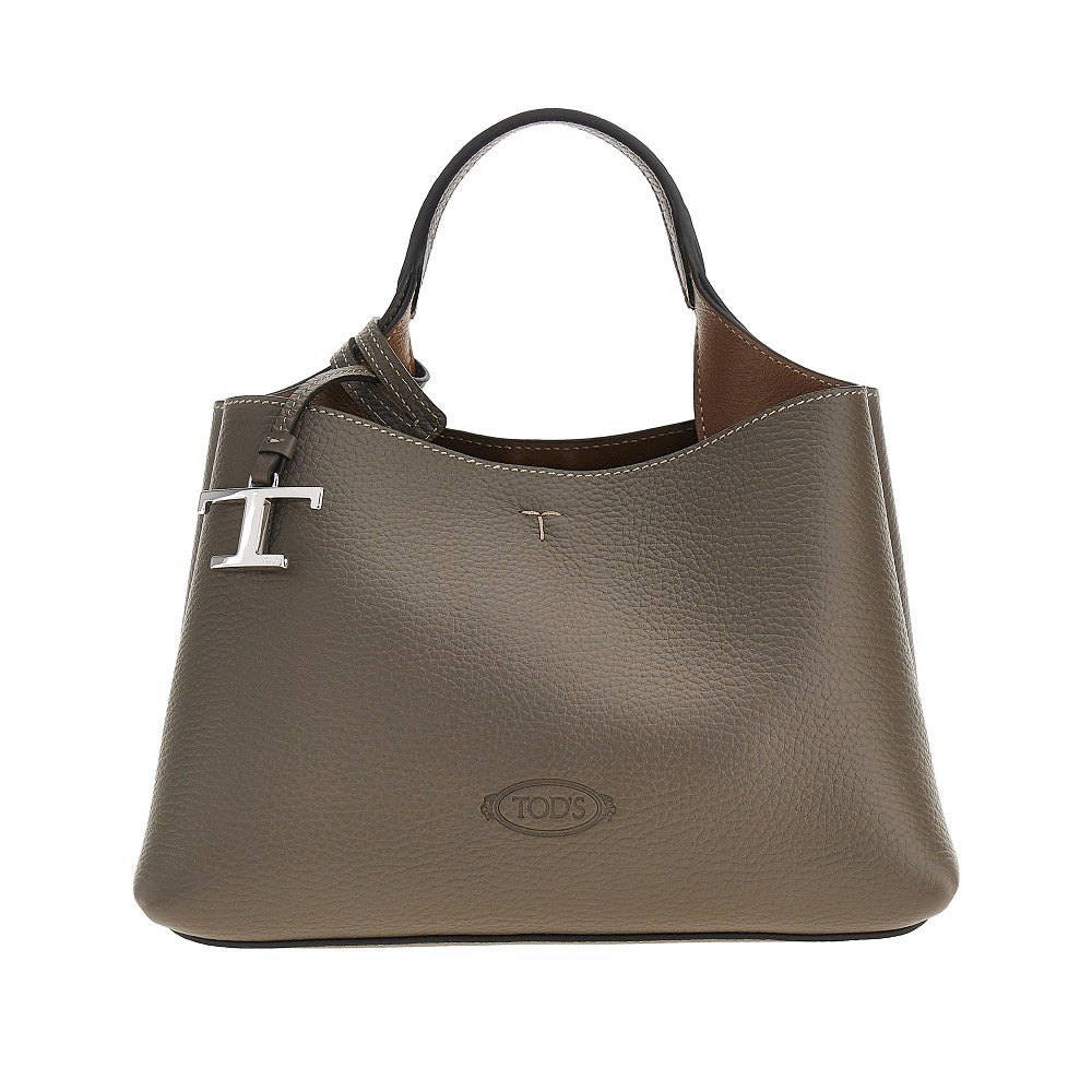 grained leather micro shopping bag