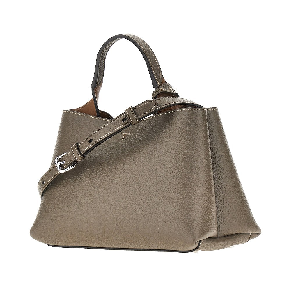 grained leather micro shopping bag