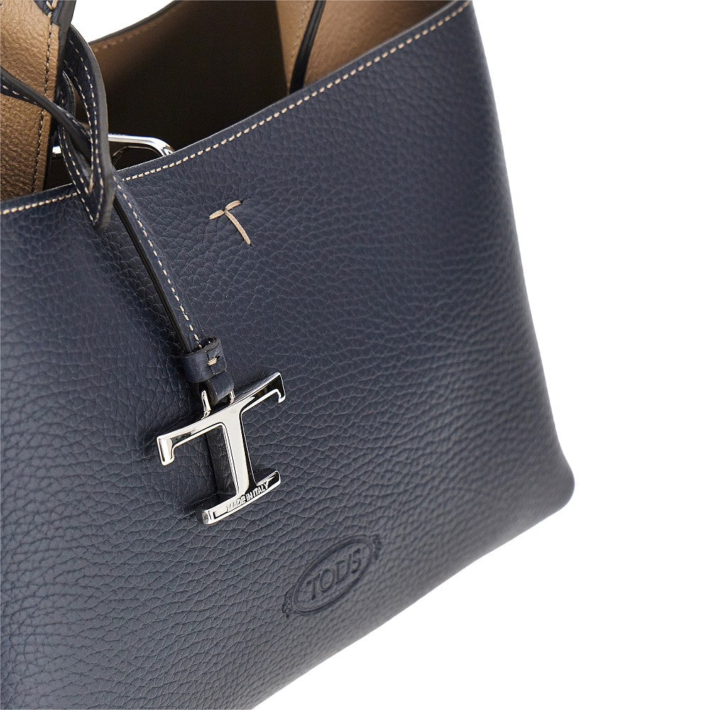 grained leather micro shopping bag