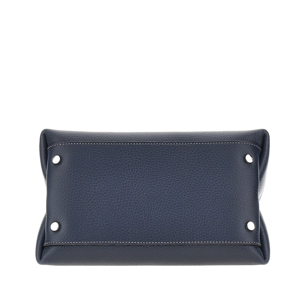 grained leather micro shopping bag