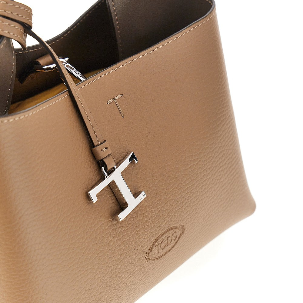 grained leather micro shopping bag