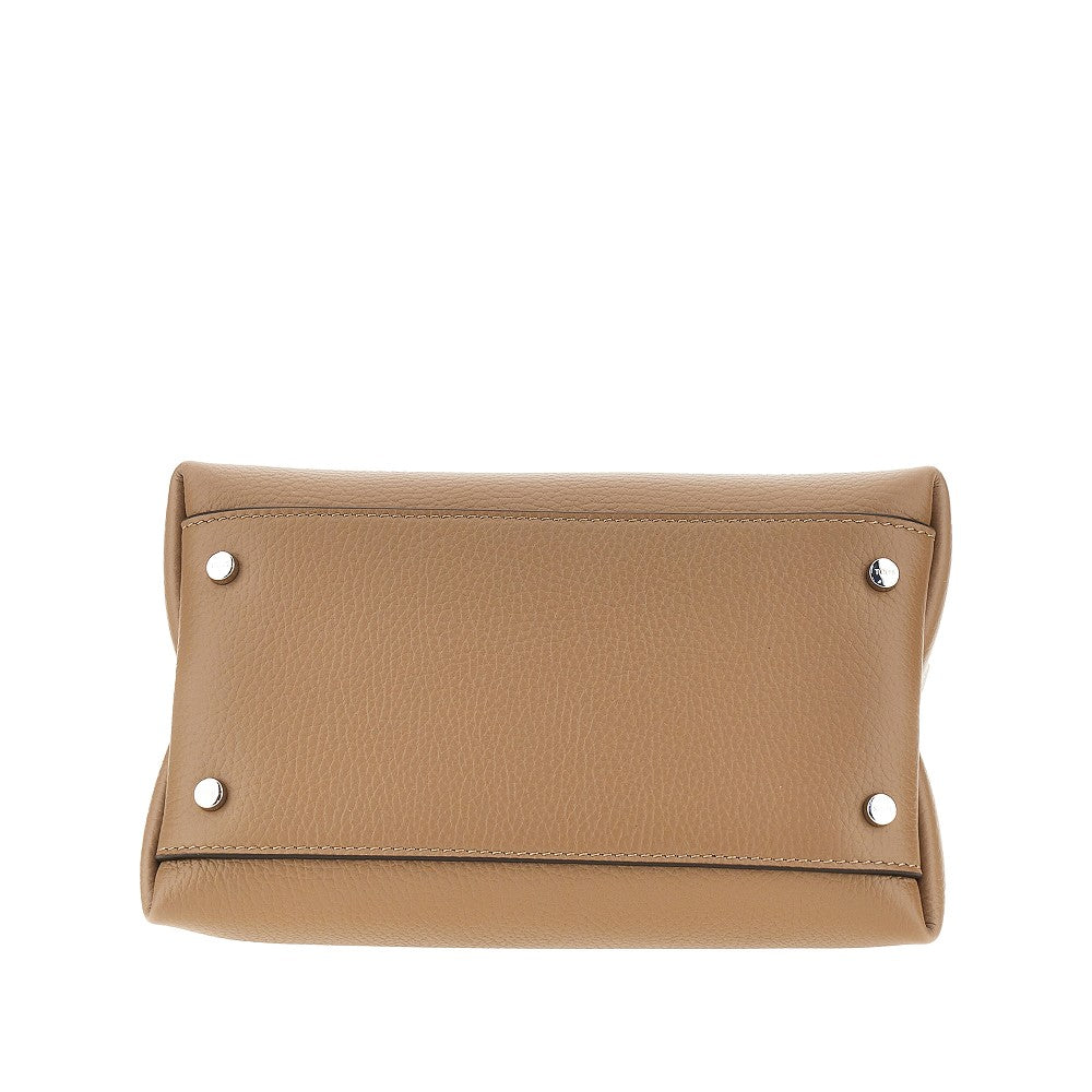 grained leather micro shopping bag