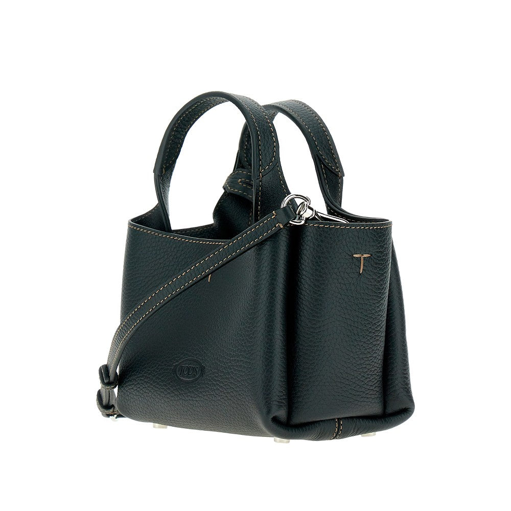 TODS OS grained leather mini shopping bag