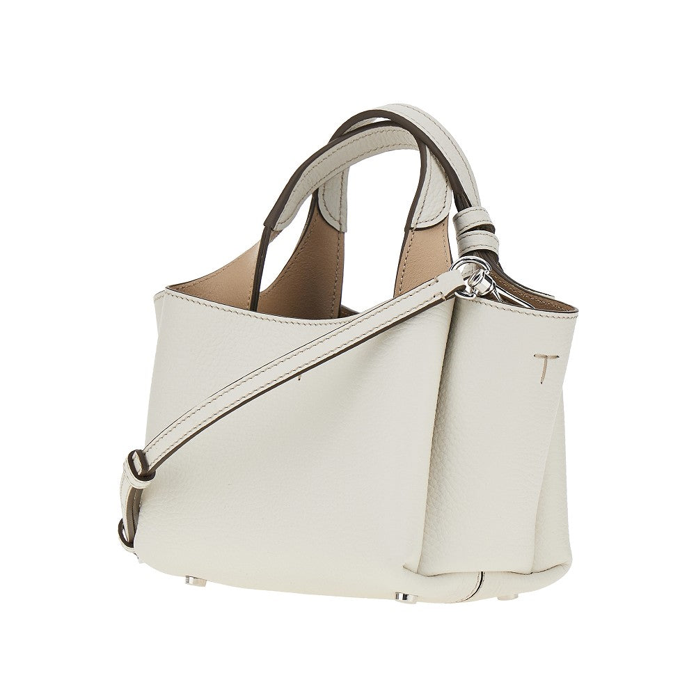 grained leather mini shopping bag