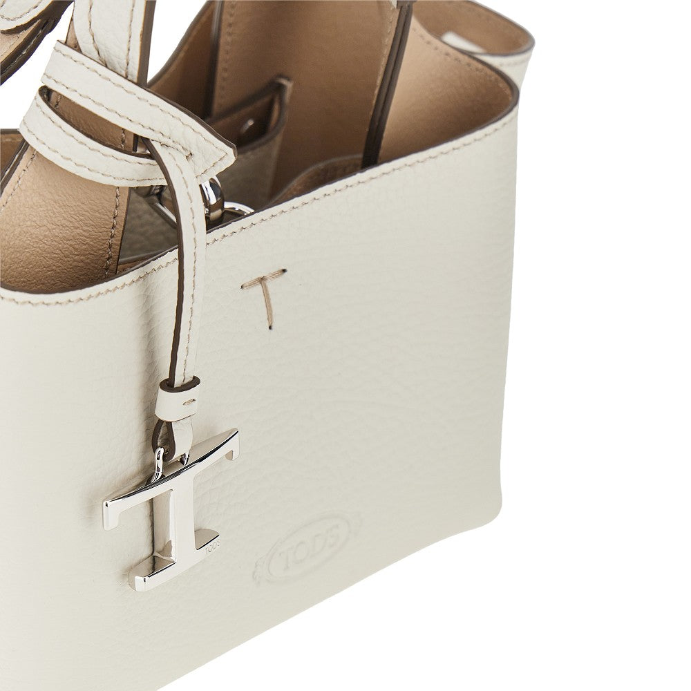 grained leather mini shopping bag