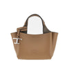grained leather mini shopping bag