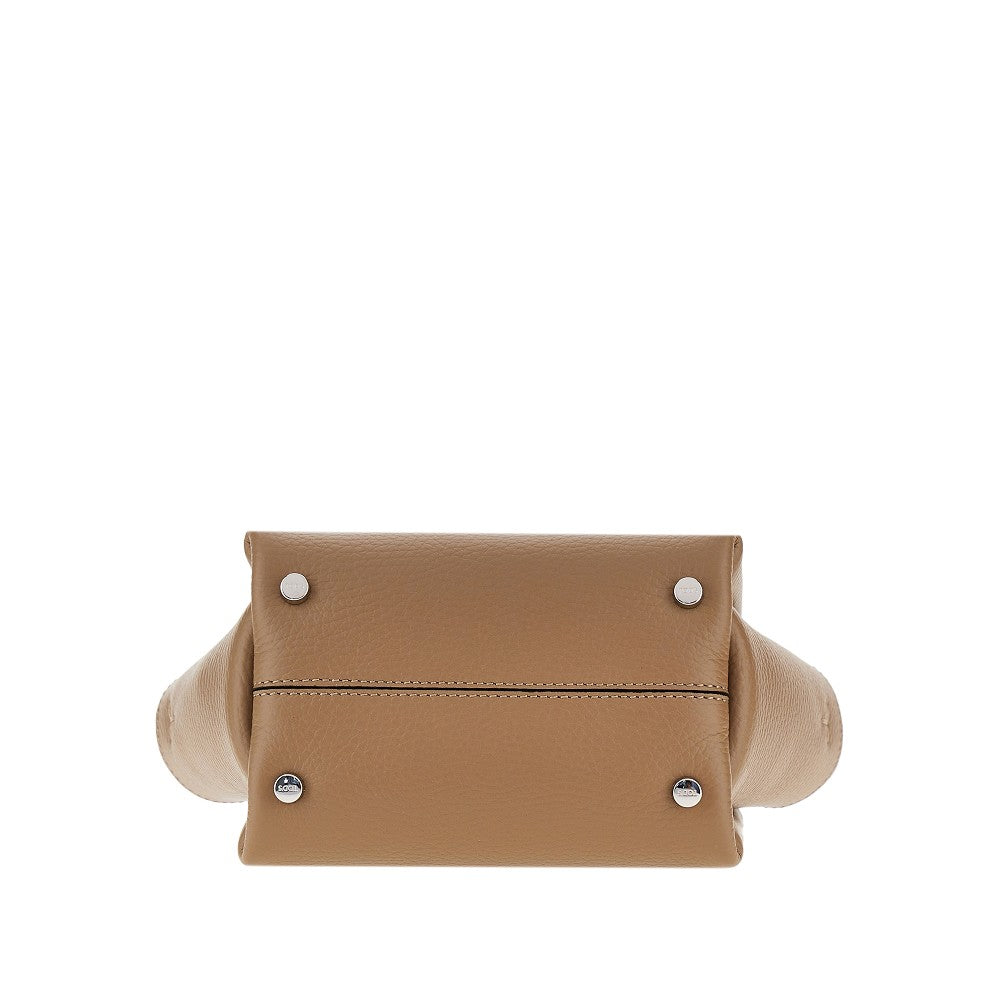 grained leather mini shopping bag