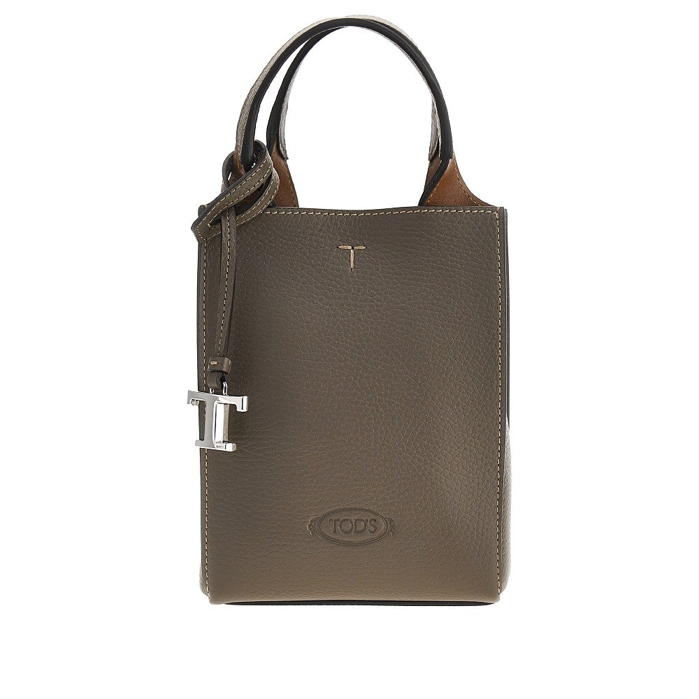 TODS OS grained leather micro tote bag