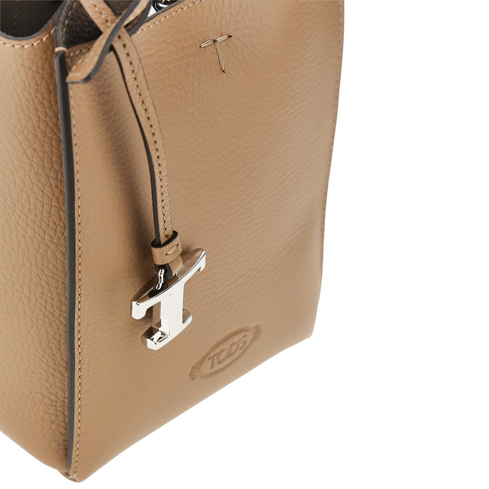 grained leather micro tote bag