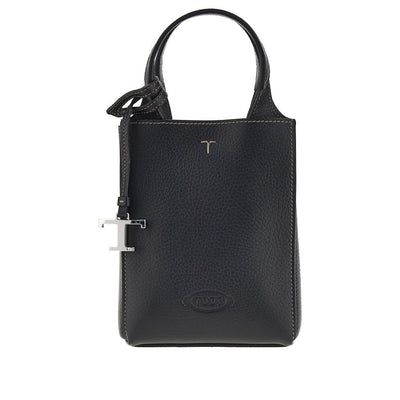 grained leather micro tote bag