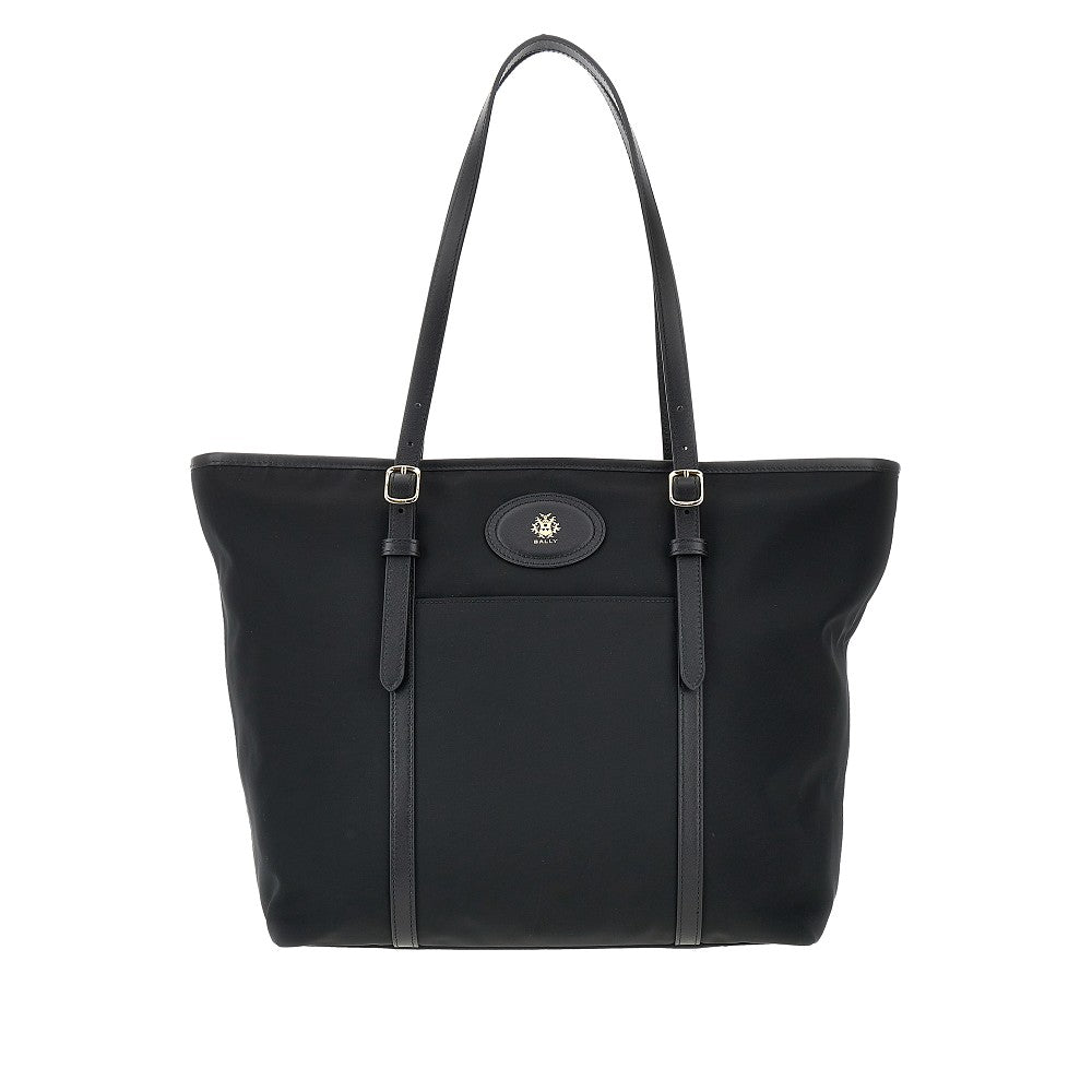 b-light nylon and leather tote bag