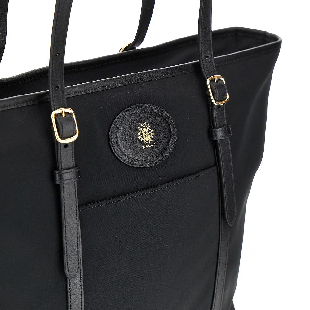 b-light nylon and leather tote bag
