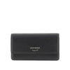 grained leather clutch with chain