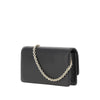 grained leather clutch with chain