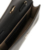 grained leather clutch with chain