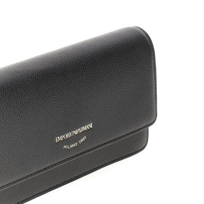 EMPORIO ARMANI OS grained leather clutch with chain