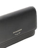 grained leather clutch with chain