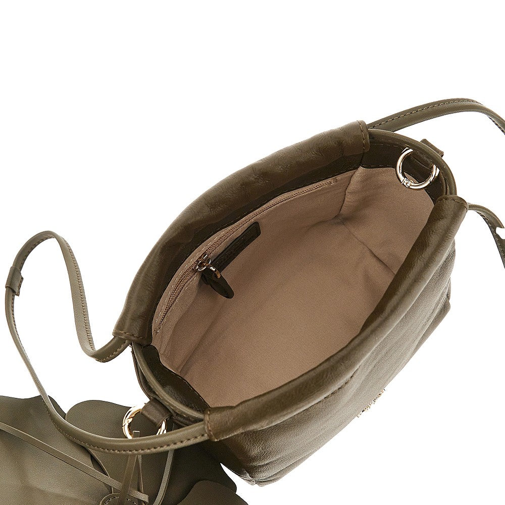 nappa leather bucket bag with flower