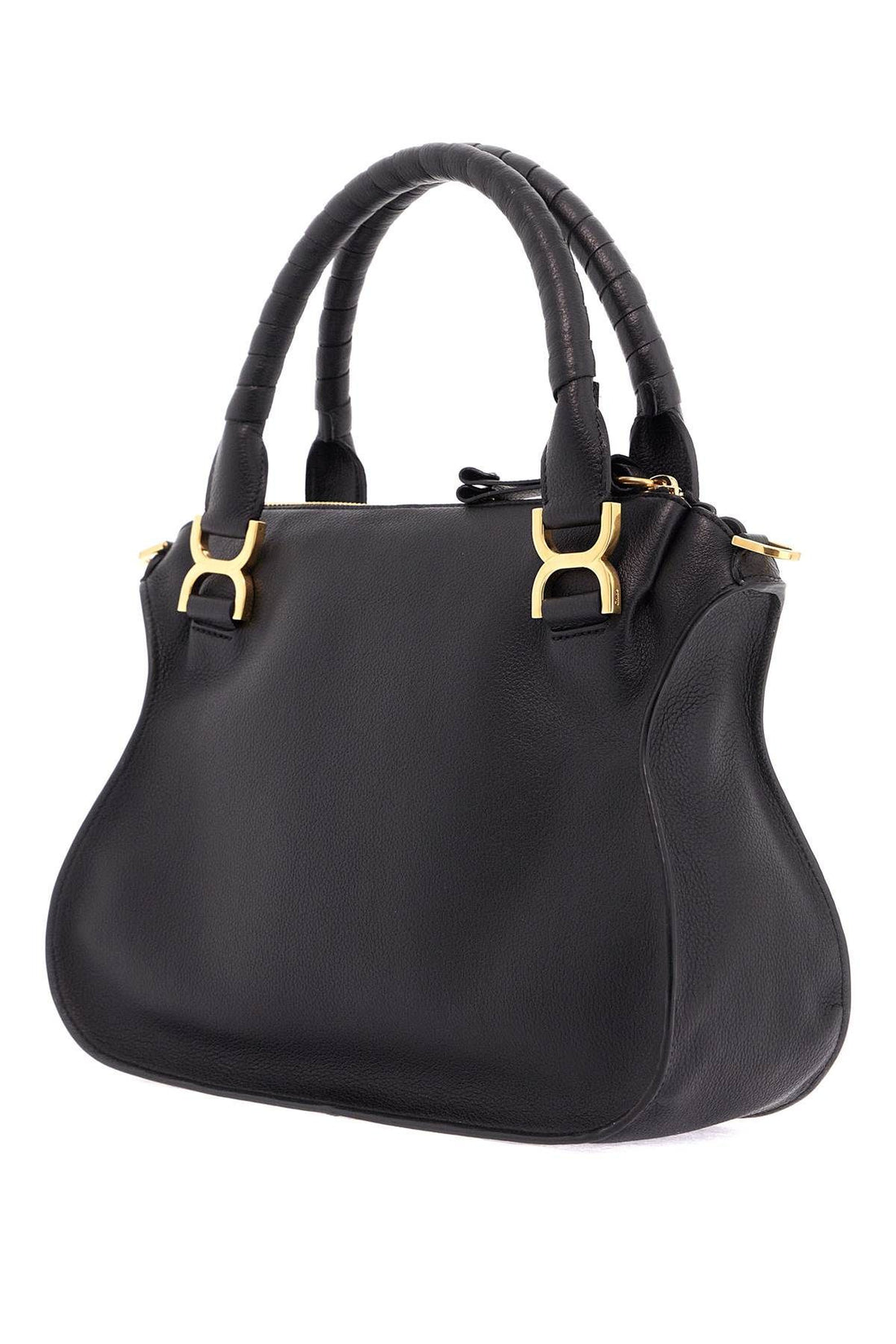 Black Calfskin Handbag With Braided Handles Marcie