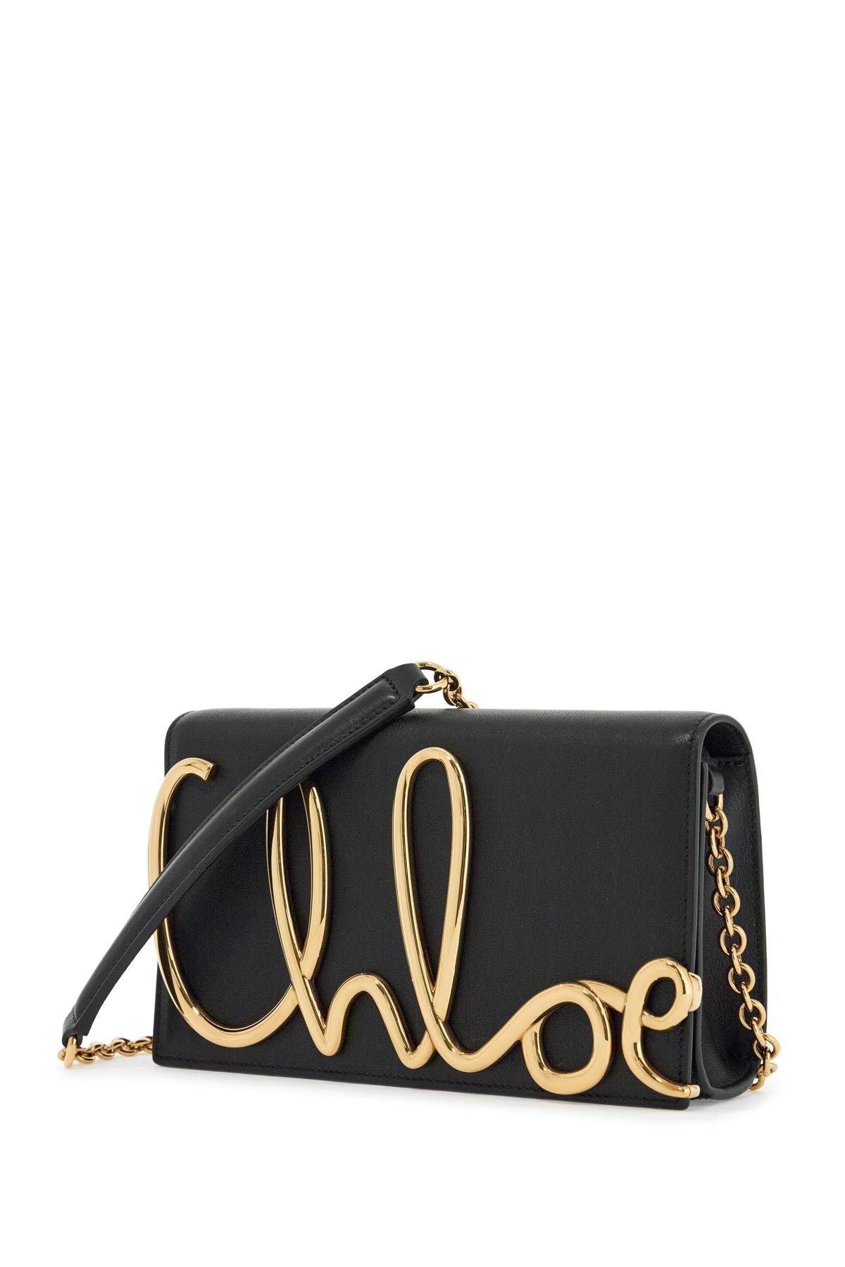 Black Leather With Chain Shoulder Strap Bag