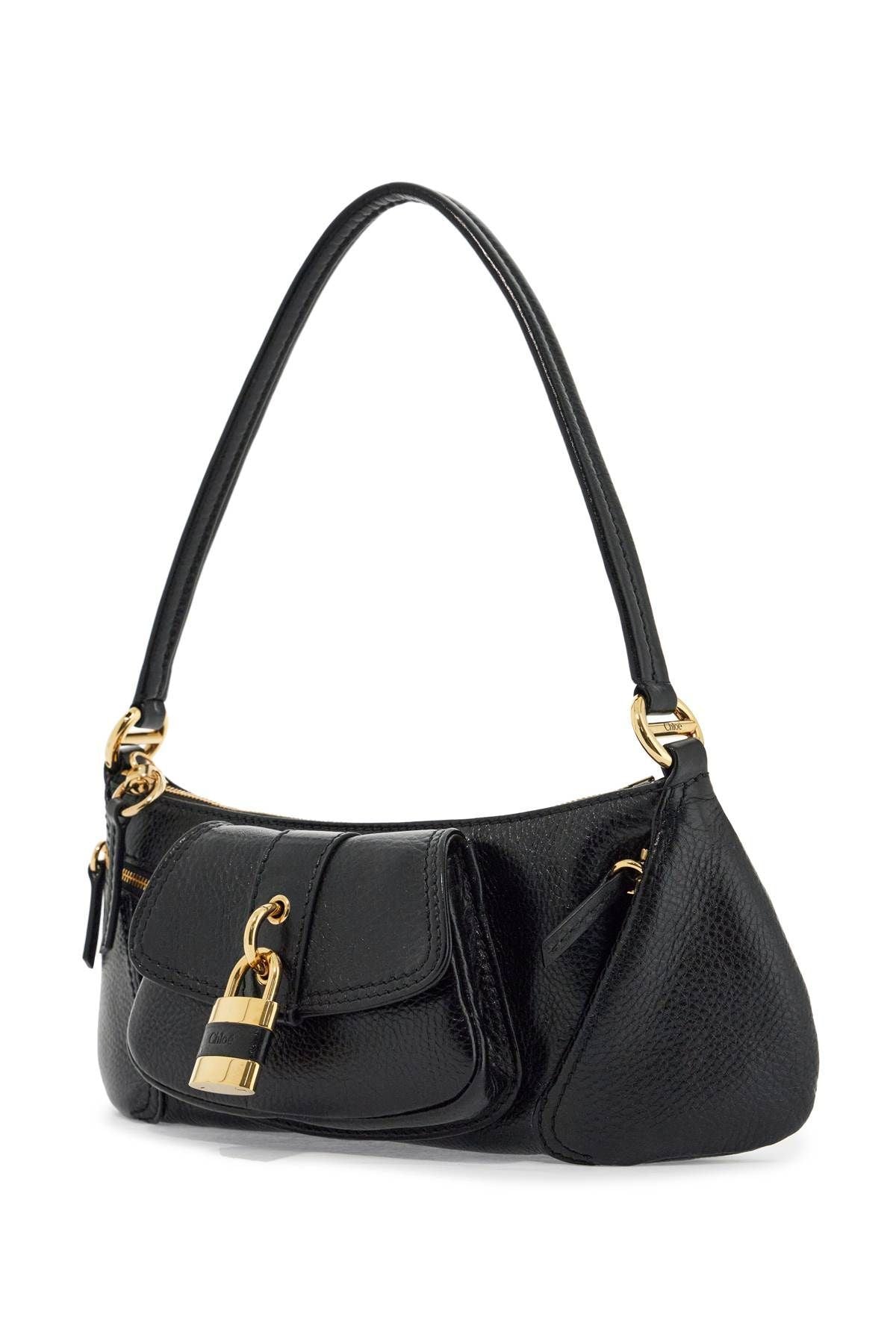 Medium Black Leather With Padlock Closure Bag