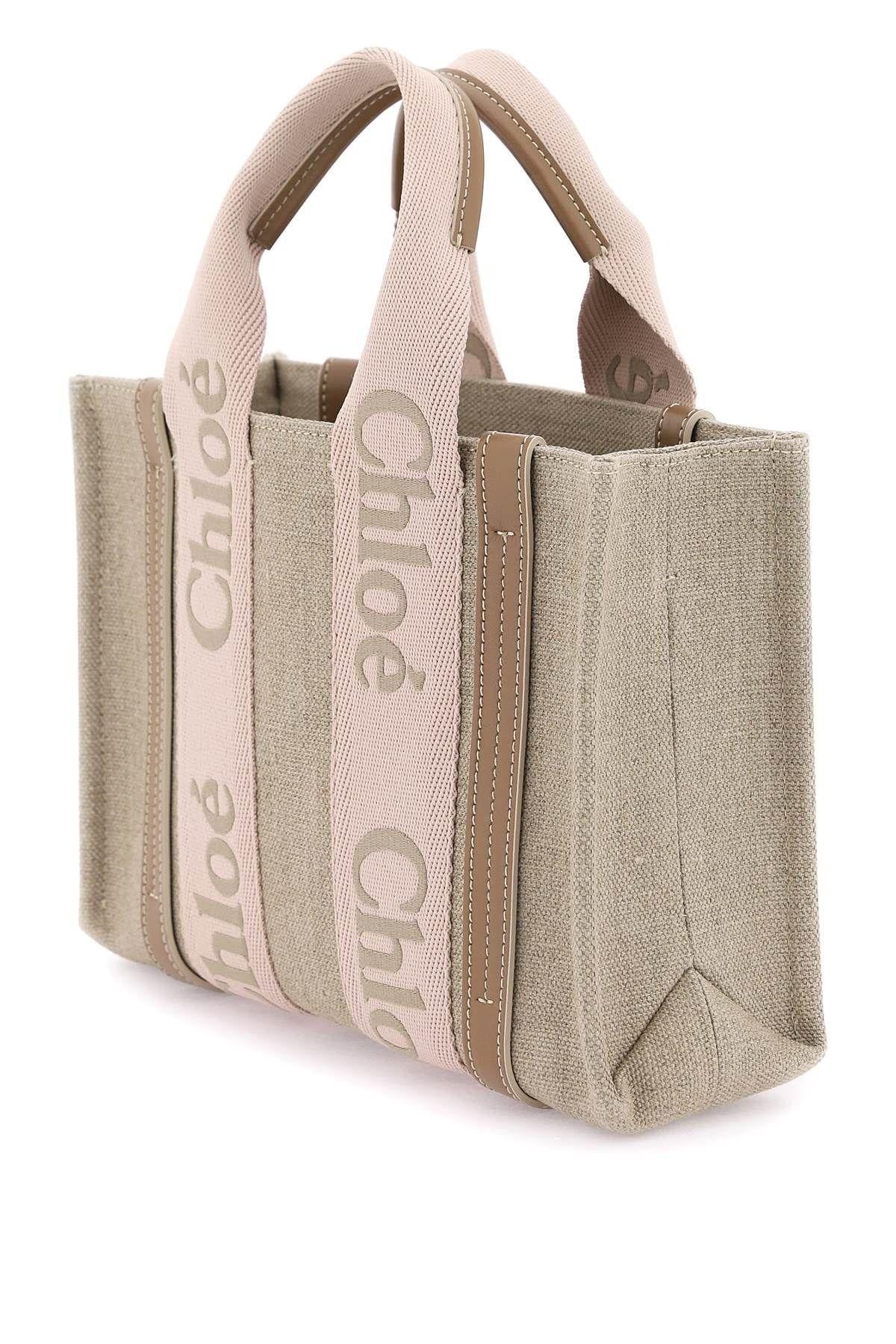 Woody Small Leather Trimmed Canvas Tote