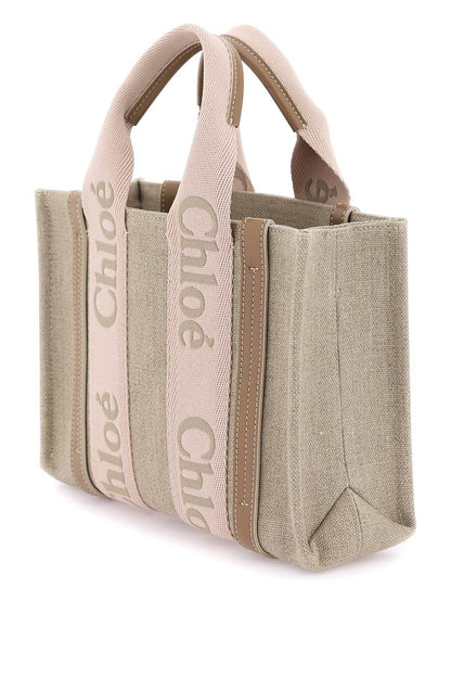 Woody Small Leather Trimmed Canvas Tote