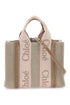 CHLOE Woody Small Leather Trimmed Canvas Tote