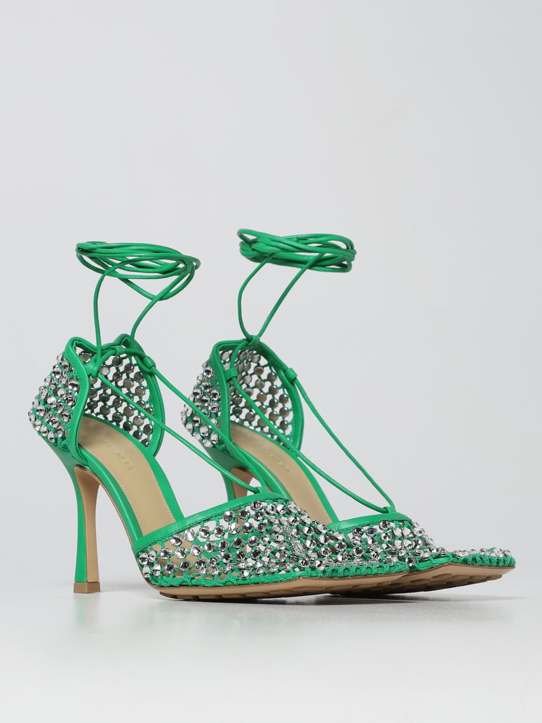 bottega veneta sparkle stretch lace-up sandals