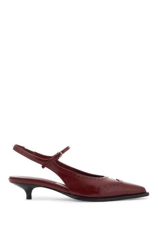 Miu Miu Brushed Leather Slingback Brogue With 