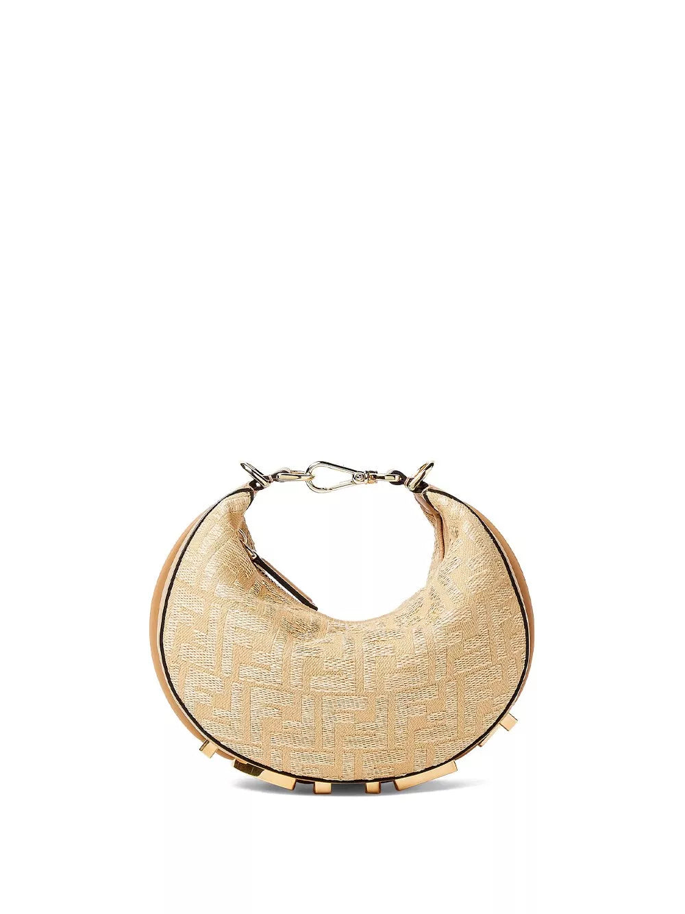 Fendi Jacquard Fabric Mini Fendigraphy Hobo Bag With Raffia Ff