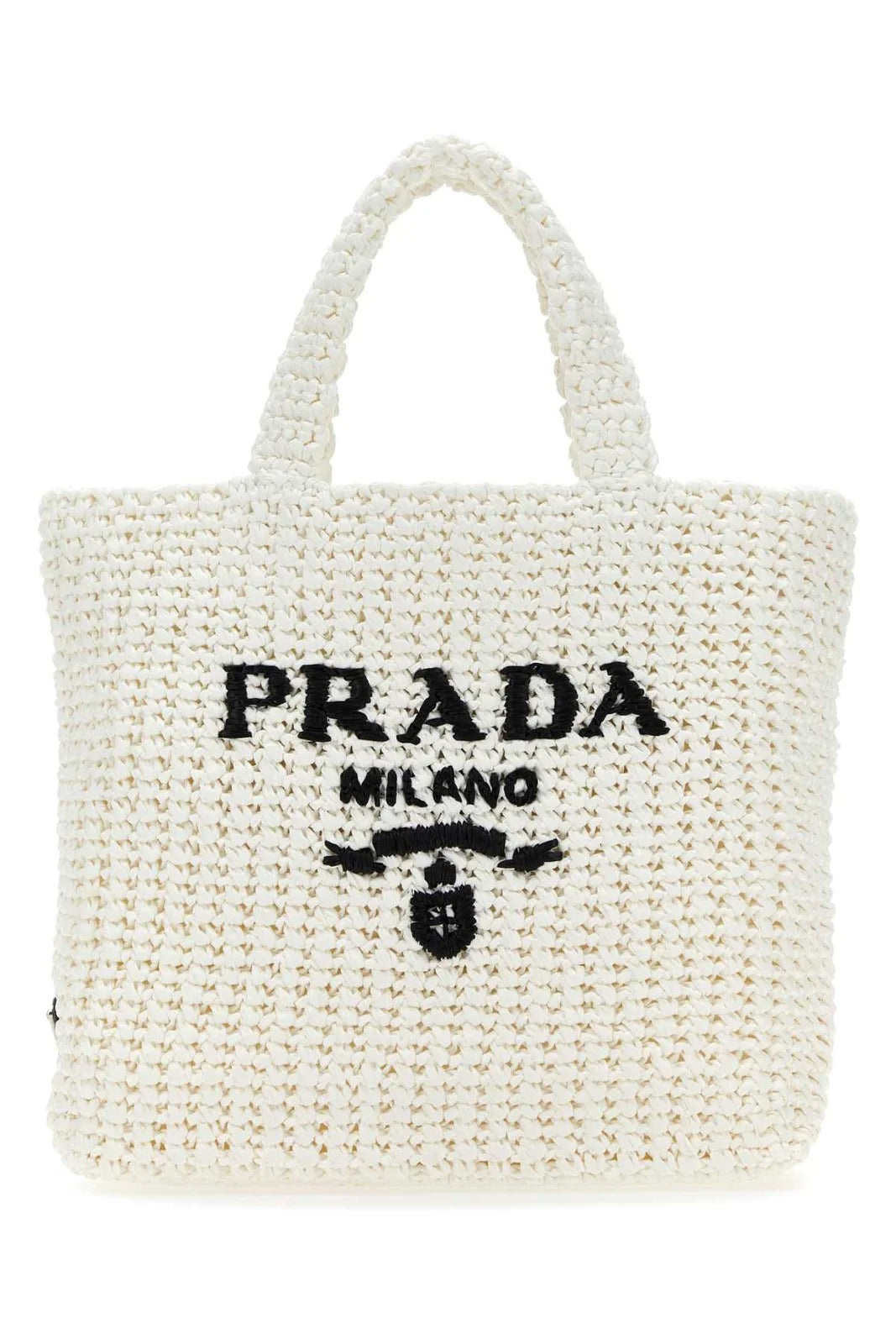 PRADA Logo Small Raffia Tote