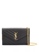 Saint Laurent Classic Cassandre Chain Wallet In Grain De Poudre Leather