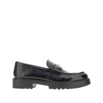 leather loafers with lug sole