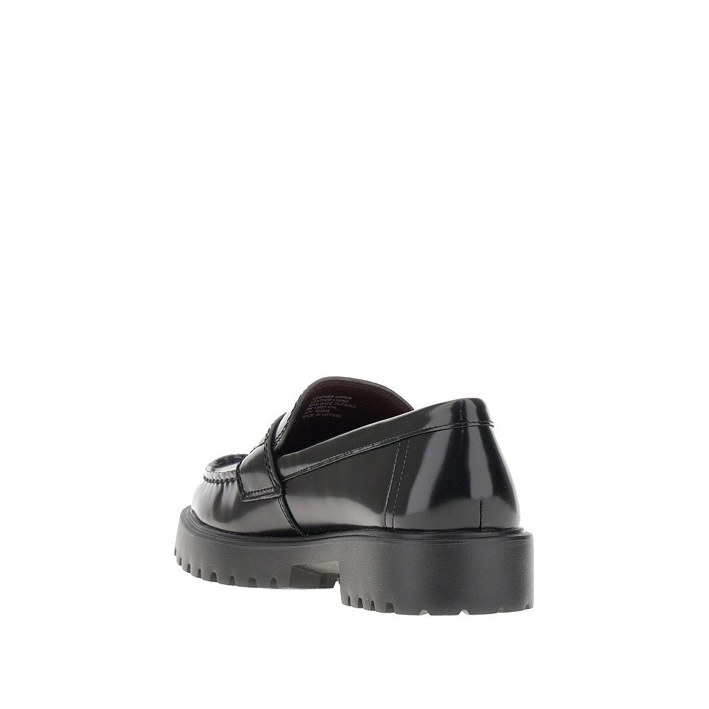 leather loafers with lug sole