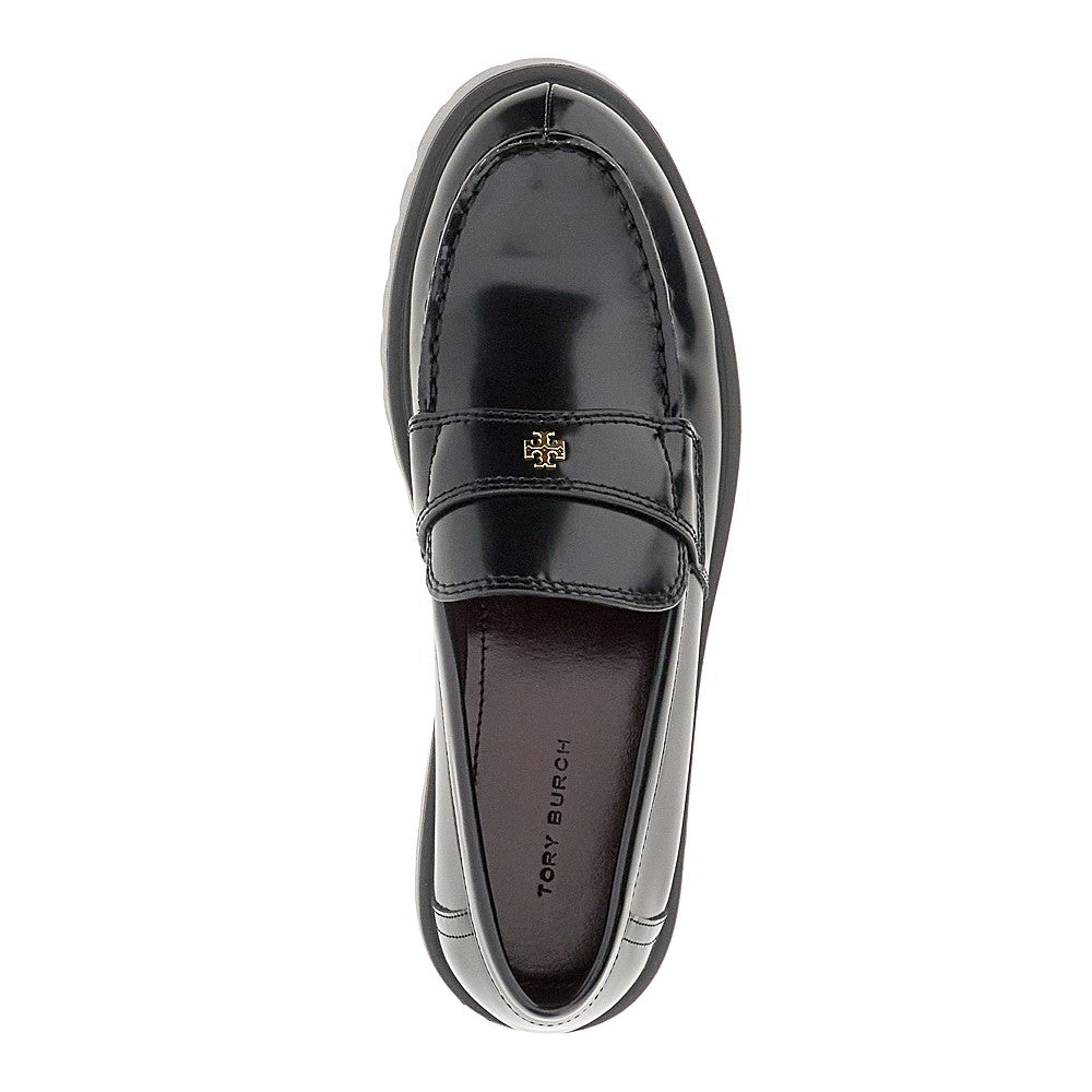 leather loafers with lug sole