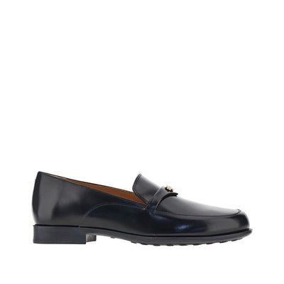 leather loafers with logo medal
