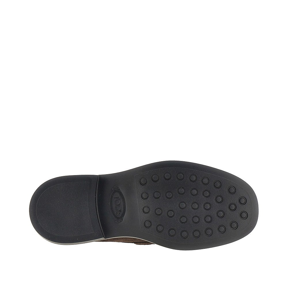 suede leather loafers with logo